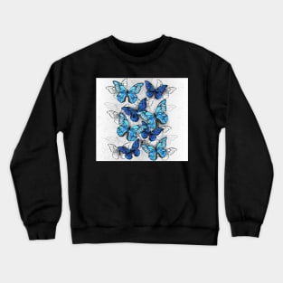 Composition of White and Blue Butterflies Crewneck Sweatshirt